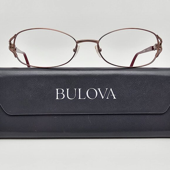 Bulova Manila Light Brown Maroon Eyeglasses Frame w/ Case 53-17-135 main image 12